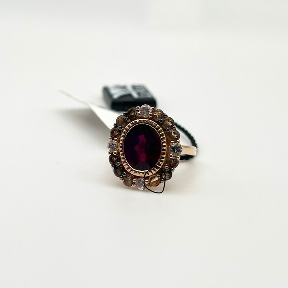 Le Vian 14KT Rhodolite Smoky Quartz Diamond Ring - Picture 3 of 7
